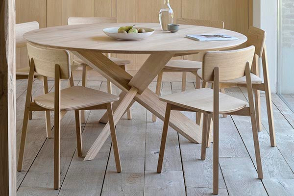round organic modern and japandi dining tables